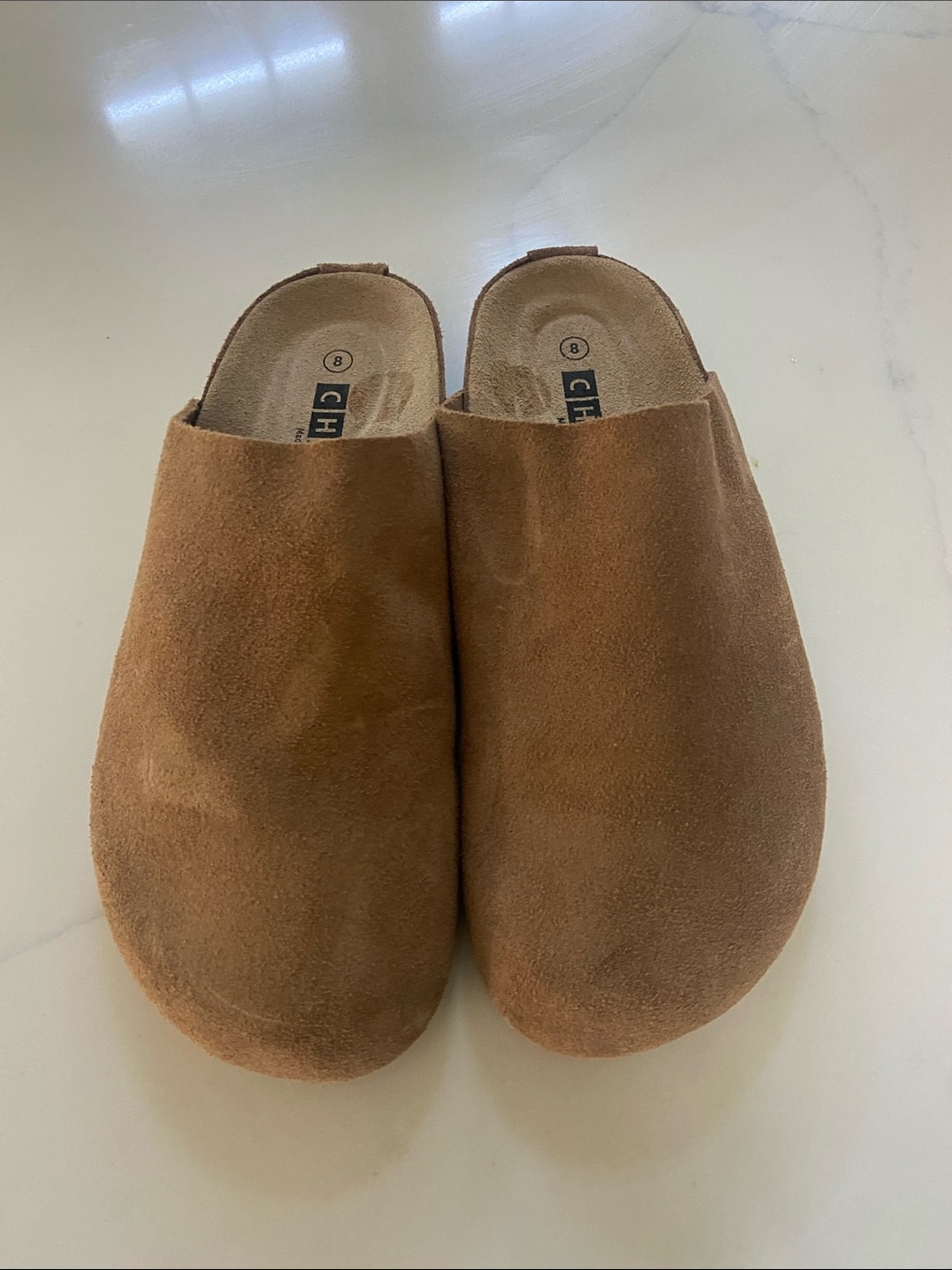 CHIC Suede Mule Clogs in Brown